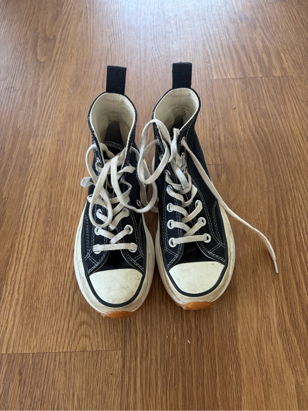 JW ANDERSON Black and White High-Top Canvas Sneakers